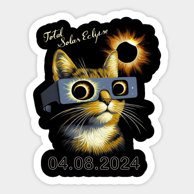 Funny Cat Total Solar Eclipse 2024 Sticker by Sabahmd